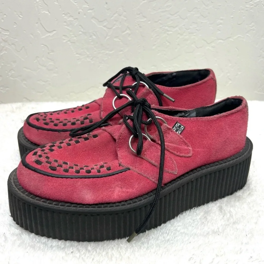 TUK Suede Mondo Creeper Unisex Pink Black Platform Size 6 women’s